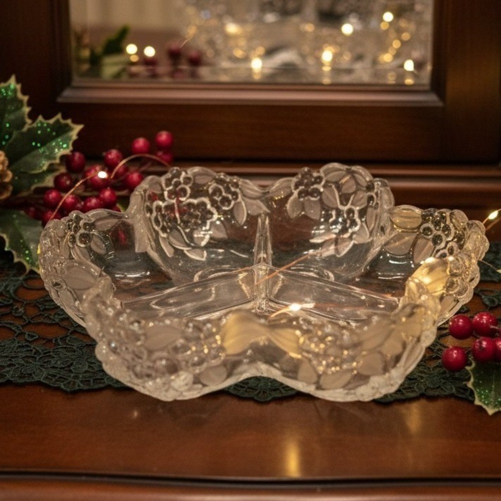 Mikasa Carmen Satin‎ Relish Dish, Vintage German Fruit Bowl, Divided Centerpiece